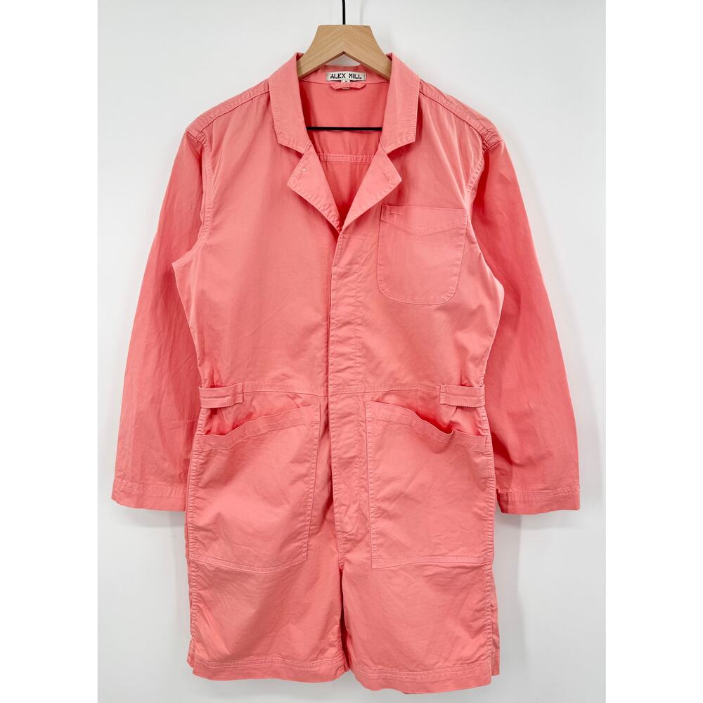 Alex Mill Pink Utility Romper Shorts Jumpsuit One Piece Coverall Playsuit M